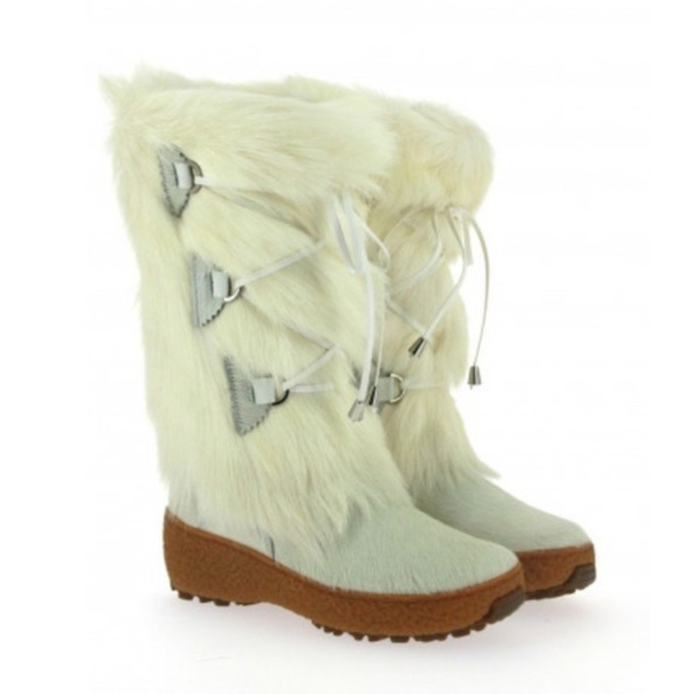 Oscar Sport White Julia Bianco Fur Boots Size 8